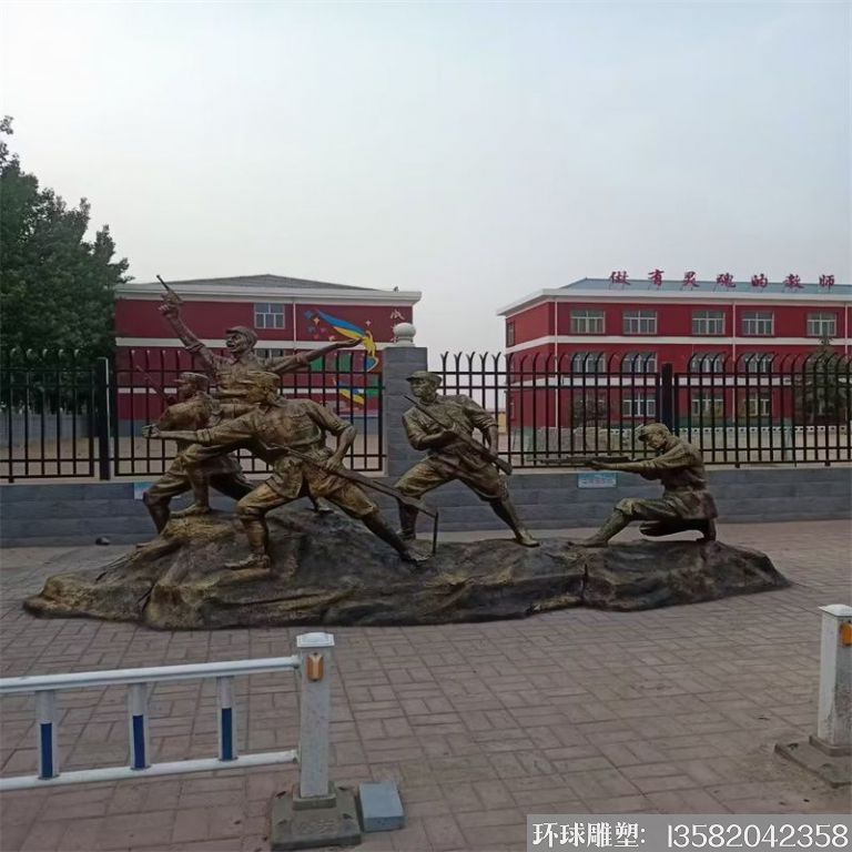 玻璃钢军民仿铜雕塑,红色旅游基地人物雕塑3