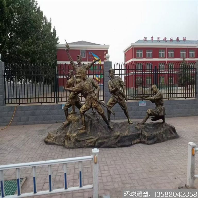 玻璃钢军民仿铜雕塑,红色旅游基地人物雕塑4