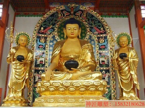 厂家制作黄铜佛像贴金 铜佛像彩绘雕塑 城市大型广场佛祖坐像 寺庙烧香拜佛雕像